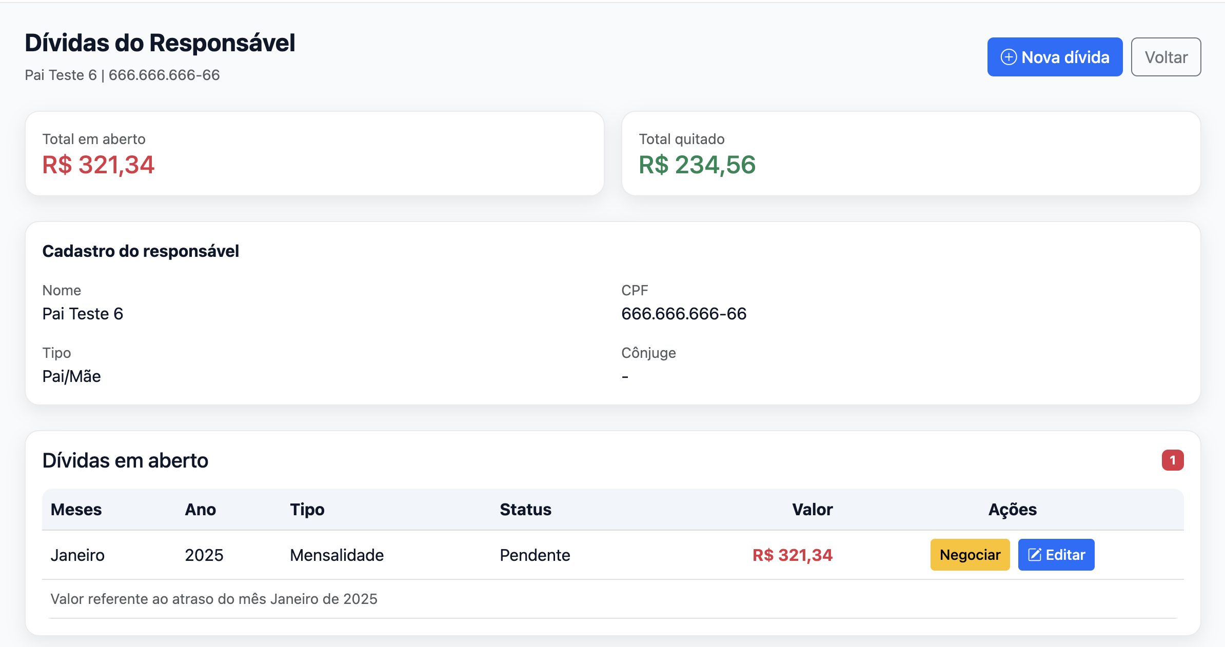 Financeiro no tema claro